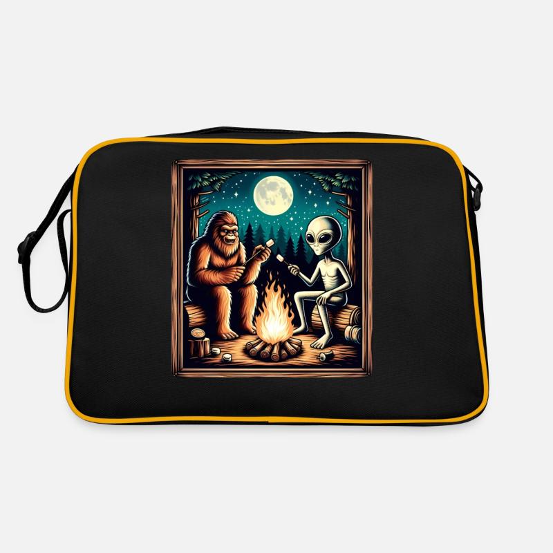 Bigfoot avec extraterrestre au feu de camp Sac Retro