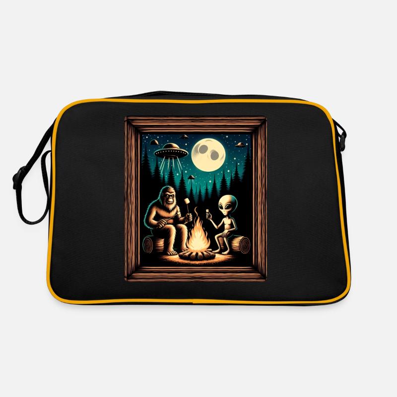 Bigfoot avec extraterrestre au feu de camp Sac Retro