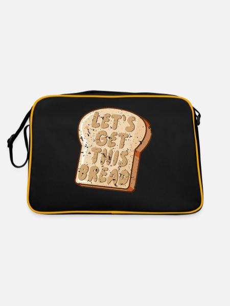 Lasst uns das Brot holen - Retro Tasche - Schwarz/Gold - Hinten