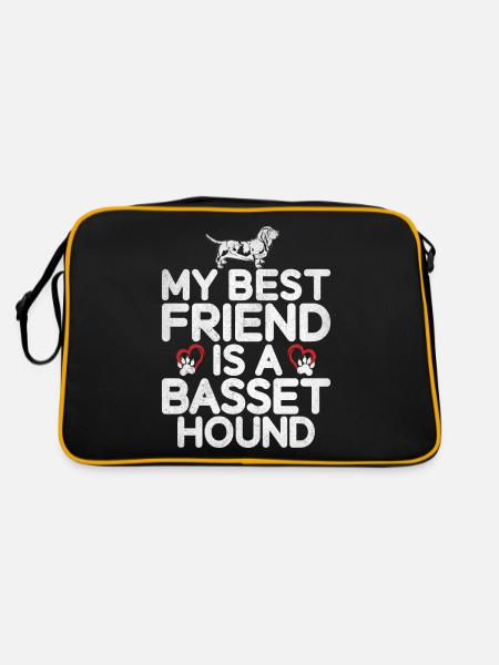 Basset Hound Gifts - Retro Bag - black/gold - Back