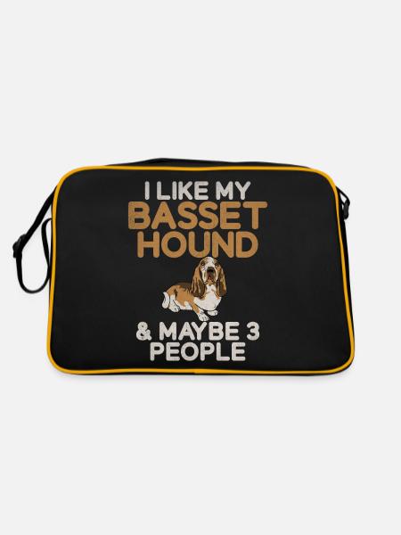 Basset Hound Gifts - Retro Tasche - Schwarz/Gold - Hinten