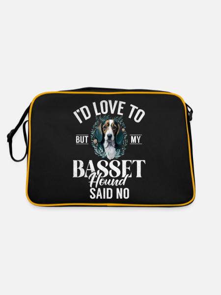 Basset Hound Gifts - Retro Tasche - Schwarz/Gold - Hinten