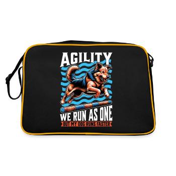 Dog Agility We Run As One Dog Sport Enthusiast - Retro Tasche - Schwarz/Gold - Hinten