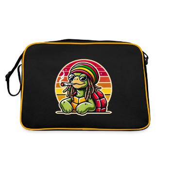 Tortue cool avec chapeau rasta et joint - Sac Retro - noir/or - Dos