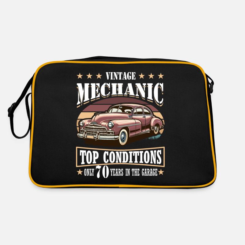 70. Geburtstag 1994 1995 Automechaniker Oldtimer - Retro Tasche - Schwarz/Gold