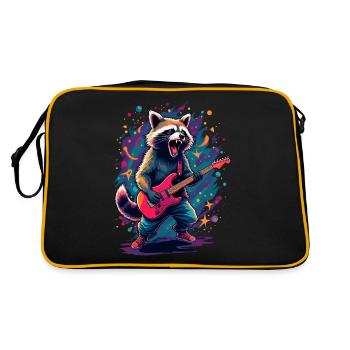 Rock Guitariste Guitare Raccoon Festival Musique - Sac Retro - noir/or - Dos