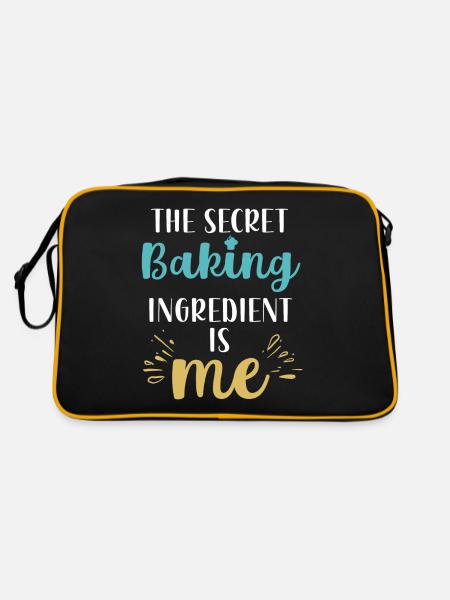 Die geheime Zutat zum Backen bin ich - Retro Tasche - Schwarz/Gold - Hinten