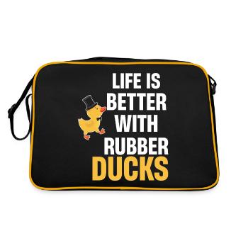 La vie est meilleure avec des canards en caoutchouc. Presseur - Sac Retro - noir/or - Dos