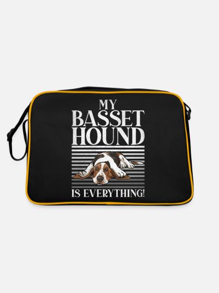 Basset Hound Gifts - Retro Tasche - Schwarz/Gold - Hinten