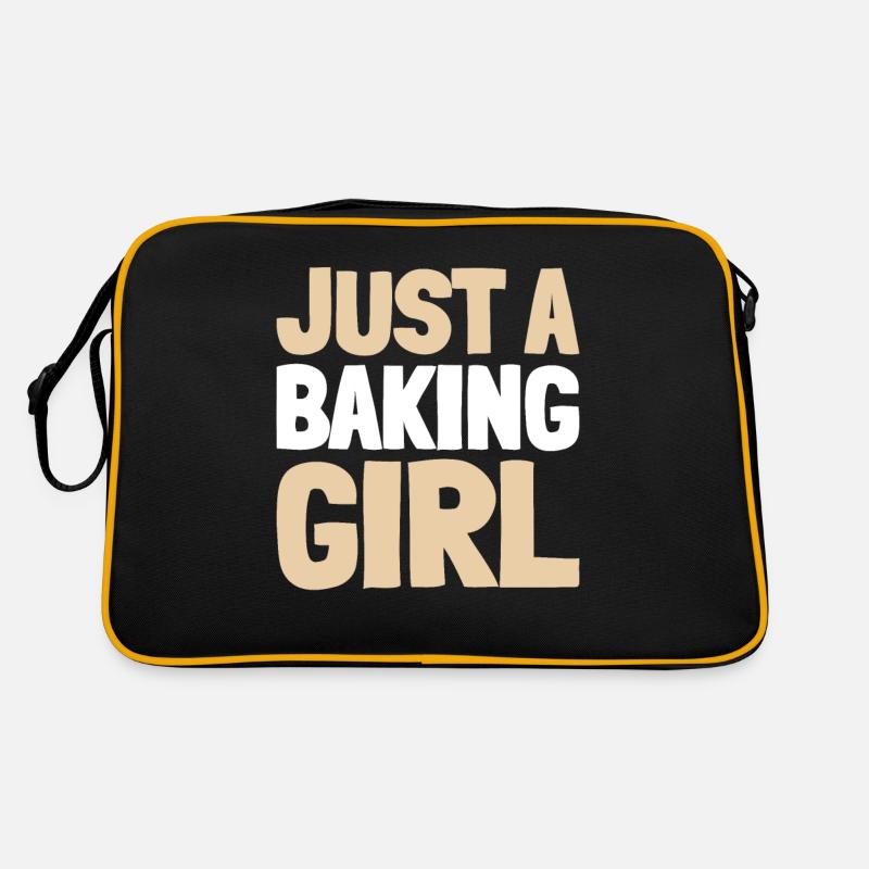 Backen Bäcker Bäckerei Just A Baking Girl - Retro Tasche - Schwarz/Gold