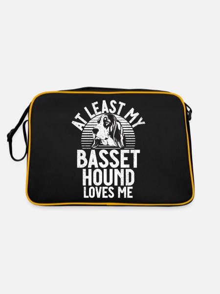 Basset Hound Gifts - Retro Tasche - Schwarz/Gold - Hinten