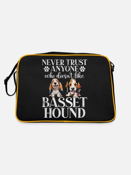 Basset Hound Gifts - Retro Tasche - Schwarz/Gold - Hinten