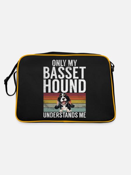 Basset Hound Gifts - Retro Tasche - Schwarz/Gold - Hinten