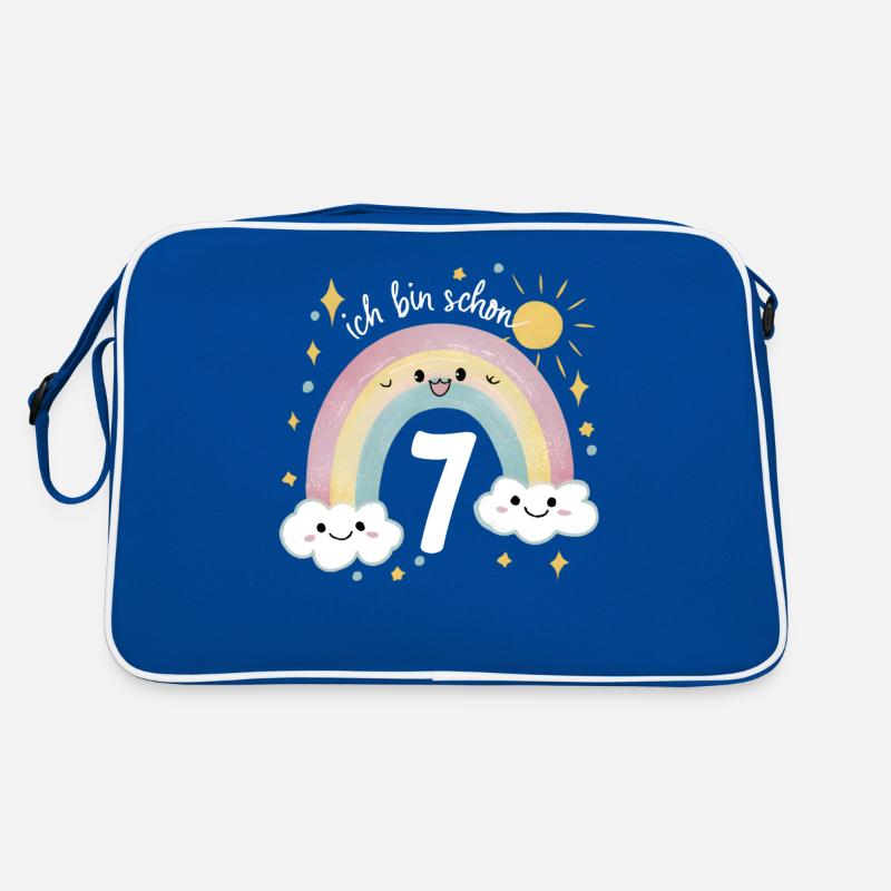 7. Geburtstag Geburtstagsshirt Regenbogen Wolke Retro Tasche