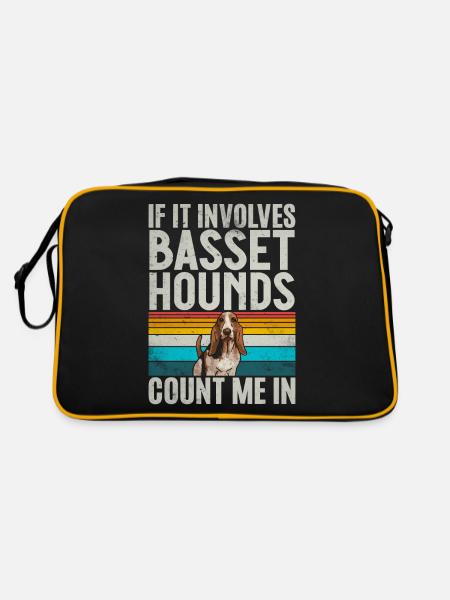 Basset Hound Gifts - Retro Tasche - Schwarz/Gold - Hinten