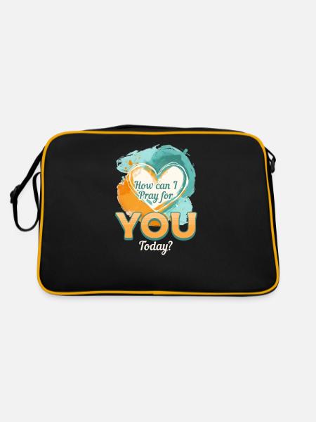 Wie kann ich heute für dich beten? - Retro Tasche - Schwarz/Gold - Hinten