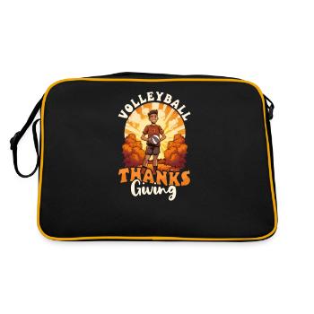 Thanksgiving Volleyball Volleyball Danksagung - Retro Tasche - Schwarz/Gold - Hinten