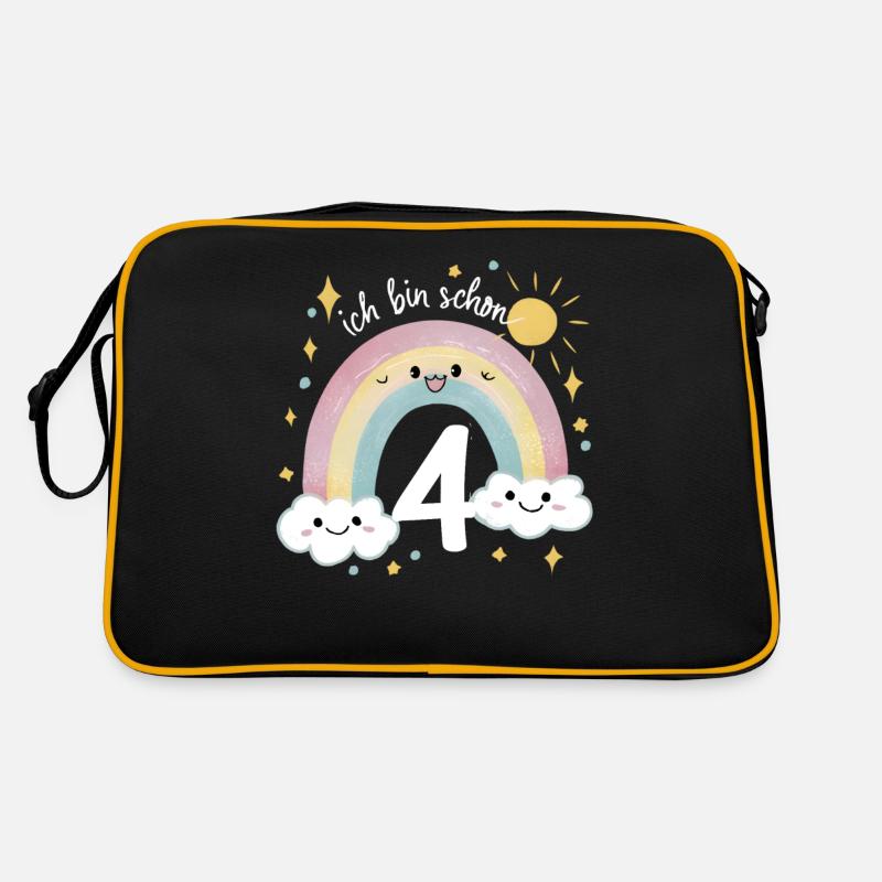 4. Geburtstag Geburtstagsshirt Regenbogen Wolke Retro Tasche