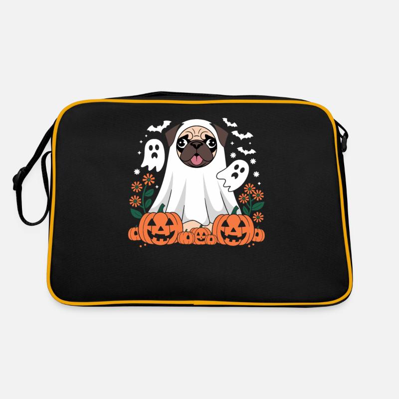 Halloween Dog Ghosts Pumpkins Pug Retro Bag