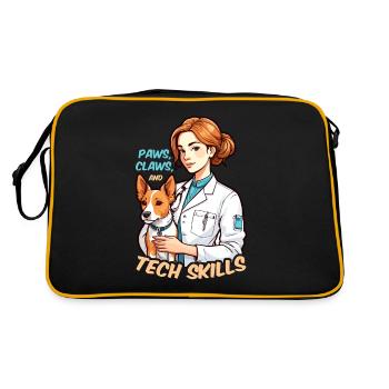 Veterinary Technician Paws Claws And Veterinarian - Retro Bag - black/gold - Back
