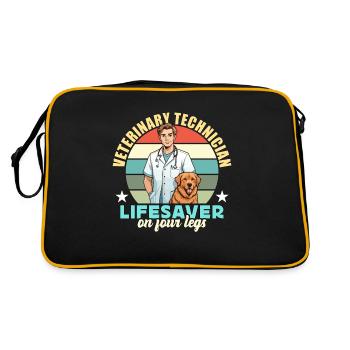 Veterinary Technician Lifesaver On Veterinarian - Retro Bag - black/gold - Back
