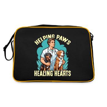 Veterinary Technician Helping Paws Animal Lover - Retro Bag - black/gold - Back