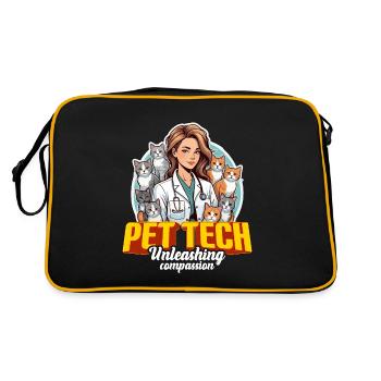 Veterinary Technician Pet Tech Unleashing Vet Med - Retro Bag - black/gold - Back