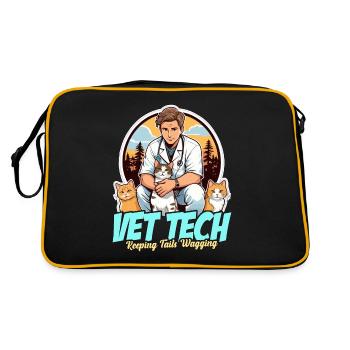 Vet Tech Keeping Tails Wagging Veterinary Medicine - Retro Bag - black/gold - Back