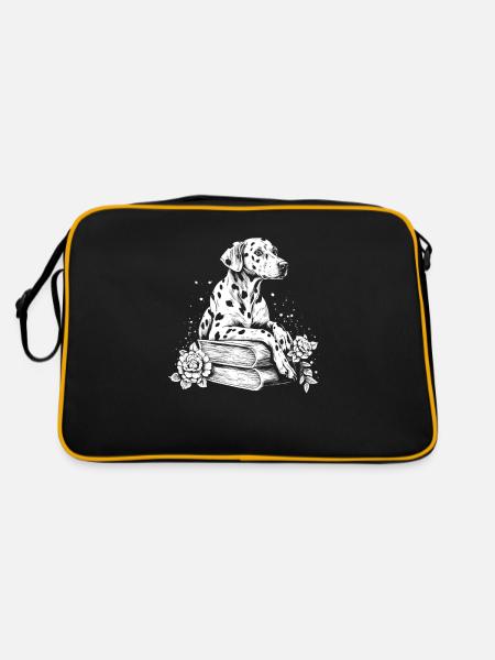 Lecteur de livre de fleurs dalmates Floral Cottagecore - Sac Retro - noir/or - Dos