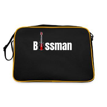 Bassist Lustiger Bassist Gitarrist Metalcore - Retro Tasche - Schwarz/Gold - Hinten