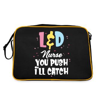 L&d Krankenschwester Sie Schieben Ich Werde Wehen - Retro Tasche - Schwarz/Gold - Hinten