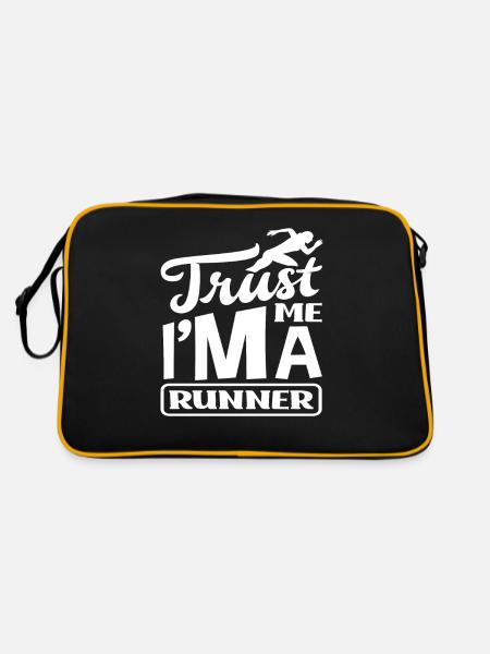 Trust me, I'm a runner - Retro Bag - black/gold - Back
