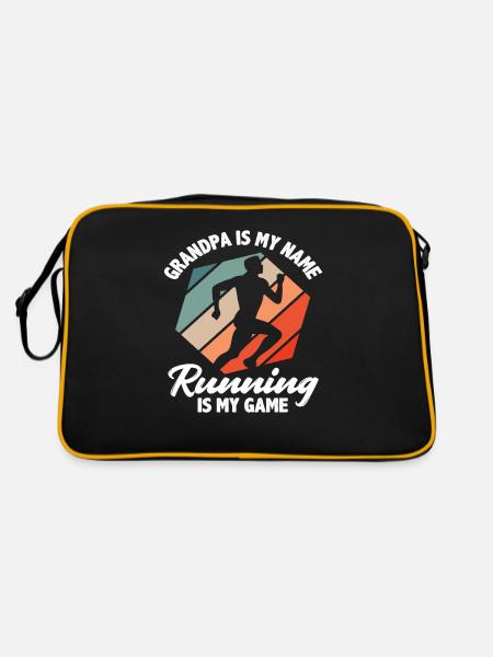 Grandpa is my name Running is my game - Retro Bag - black/gold - Back