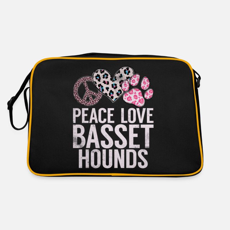 Cadeaux Basset Hound - Sac Retro - noir/or