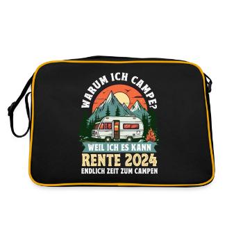 Camper Wohnmobil Rente 2024 Endlich Rente Camping - Retro Tasche - Schwarz/Gold - Hinten