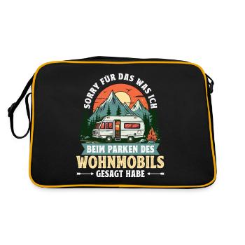 Camping Camper Wohnmobil lustiger Spruch - Retro Tasche - Schwarz/Gold - Hinten