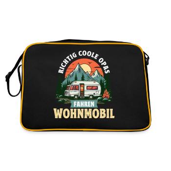Camping Camper Richtig Coole Opas fahren Wohnmobil - Retro Tasche - Schwarz/Gold - Hinten