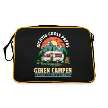 Camping Camper Richtig Coole Papas gehen Campen - Retro Tasche - Schwarz/Gold - Hinten