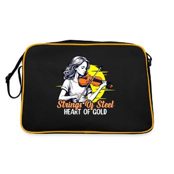 Fiddle Strings Of Steel Heart Of Gold Music Lover - Retro Bag - black/gold - Back