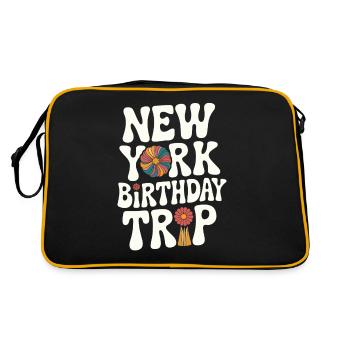 New York Birthday Trip Blumendesign - Retro Tasche - Schwarz/Gold - Hinten