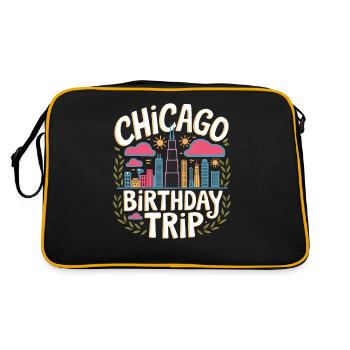 Chicago Birthday Trip Skyline City Design - Retro Bag - black/gold - Back