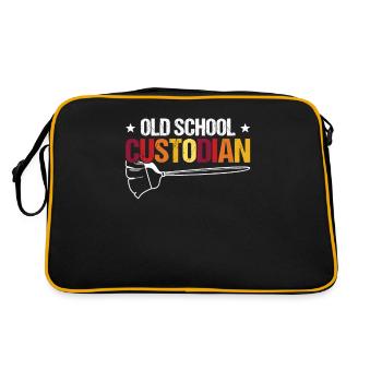 Hausmeister Der Alten Schule - Retro Tasche - Schwarz/Gold - Hinten