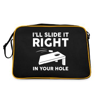 Ich Schiebe Es Direkt In Dein Loch. Lustiges - Retro Tasche - Schwarz/Gold - Hinten