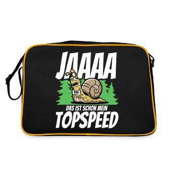 Rennschnecke Spruch Jaaa das ist schon Topspeed - Retro Tasche - Schwarz/Gold - Hinten