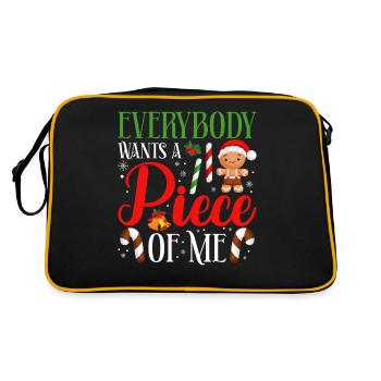 Weihnachten Alle Wollen Ein Stück Von Mir! - Retro Tasche - Schwarz/Gold - Hinten