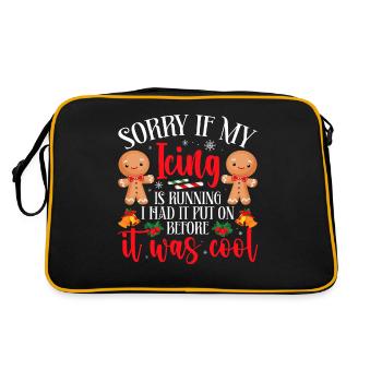 Weihnachten Tut Mir Leid, Wenn Mein Zuckerguss Zu - Retro Tasche - Schwarz/Gold - Hinten