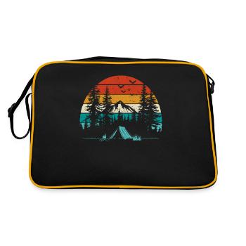 Rétro Soleil Montagnes Forêt Nature Randonnée en plein air - Sac Retro - noir/or - Dos