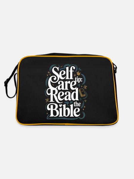 Self Care Tip Read The Bible - Retro Tasche - Schwarz/Gold - Hinten