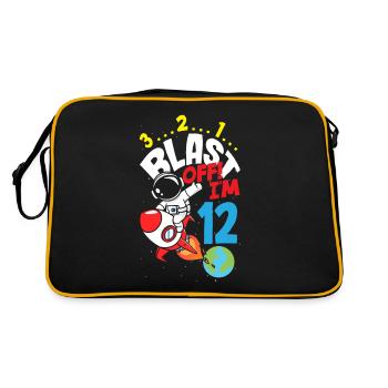 12th Birthday Boys Astronaut Birthday - Retro Bag - black/gold - Back