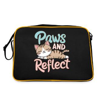 Paws And Reflect Yoga Meditation Achtsamkeit Katze - Retro Tasche - Schwarz/Gold - Hinten